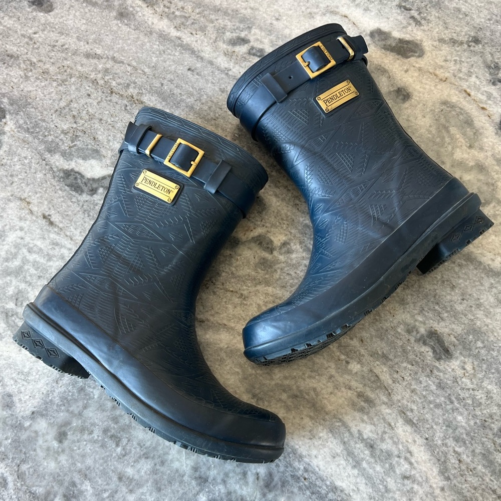 Pendleton Navy Patterned Rain Boots